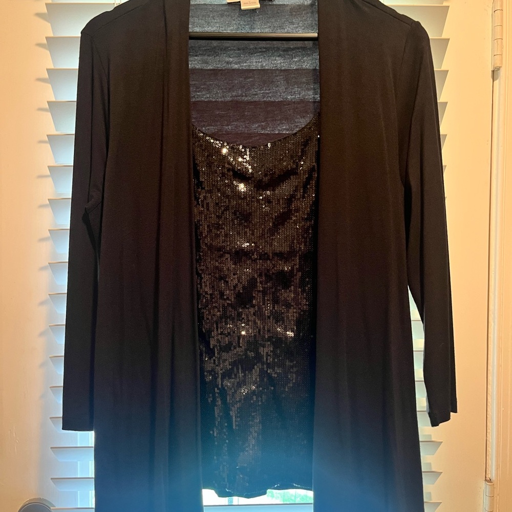 August Silk Black Sequin Top